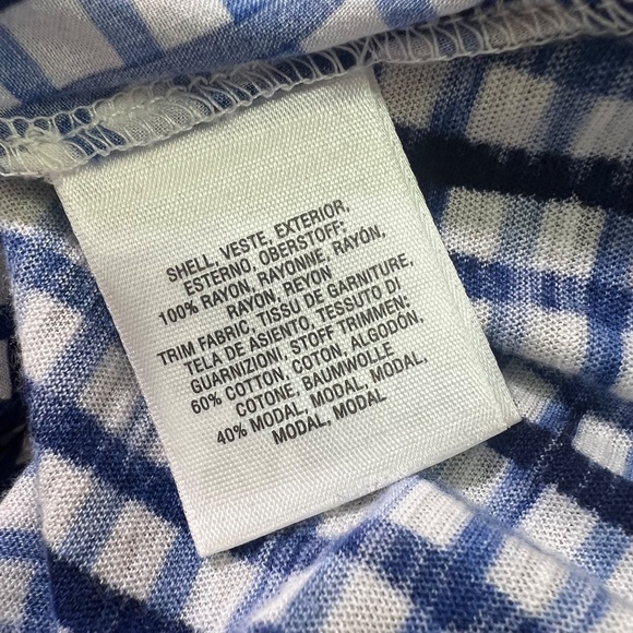 EUC. Postmark 9-H15 {Anthro} Blue + White Checked V-Neck Wrap Blouse Top | Small - Picture 10 of 13